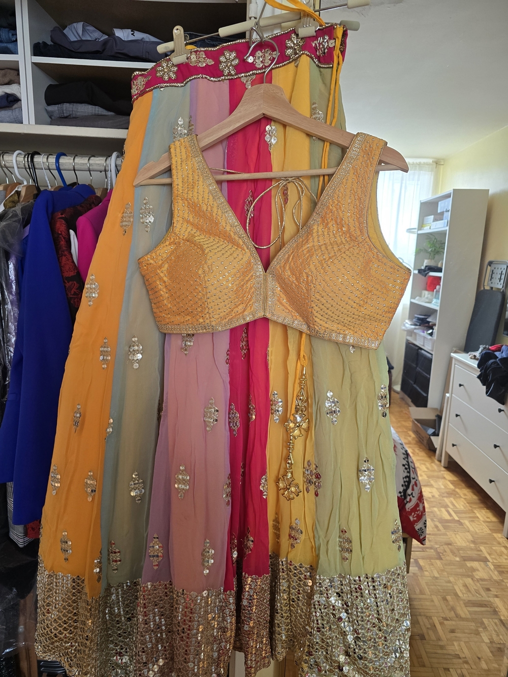 Golden Yellow Embellished Women's Lehenga Dress